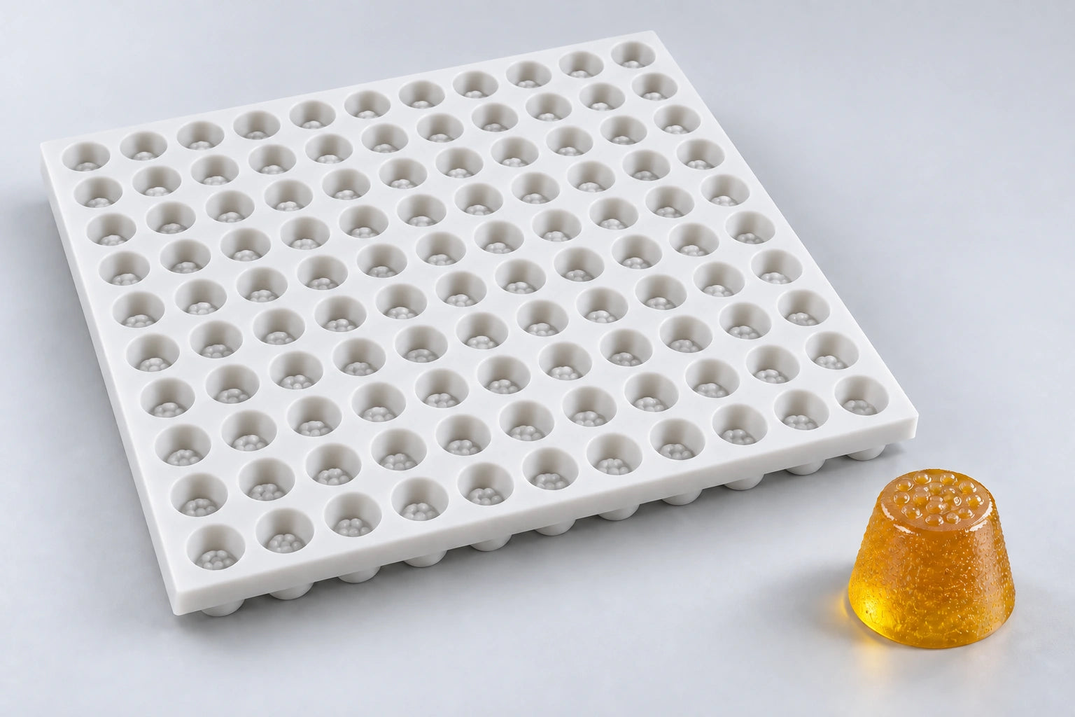 Textured gumdrop 16 mm silicone gummy mold, studio render from the EVOCAN drawing